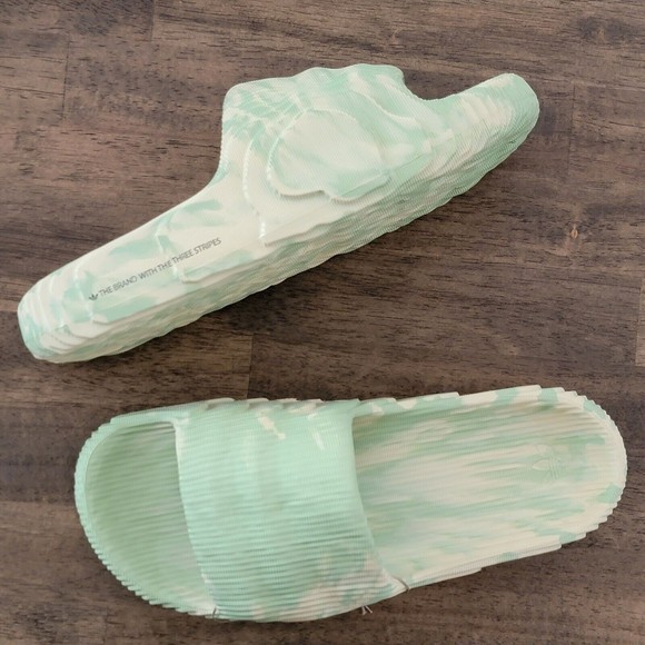 adidas Other - adidas Adilette 22 Slides Magic Lime Desert Sand Mens SZ 9 GY1597 Slip on Shoes